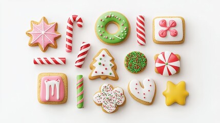 Fototapeta premium Colorful decorated holiday cookies assortment.