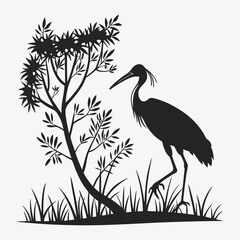 Fototapeta premium Garza silhouette vector art and illustration