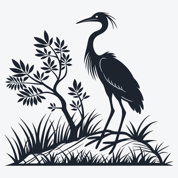 Garza silhouette vector art and illustration