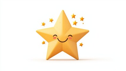 Obraz premium A cheerful yellow star with a smiling face.