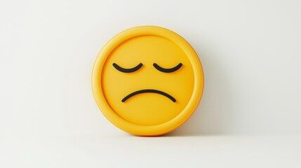Fototapeta premium Sad emoticon expressing disappointment and sorrow.