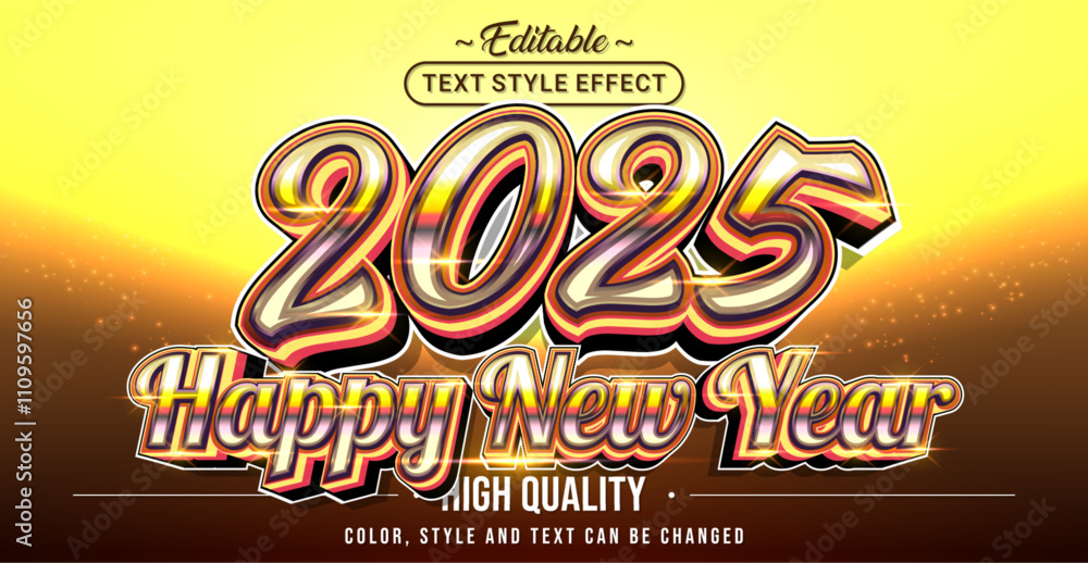 Poster editable text style effect - 2025 happy new year text style theme.