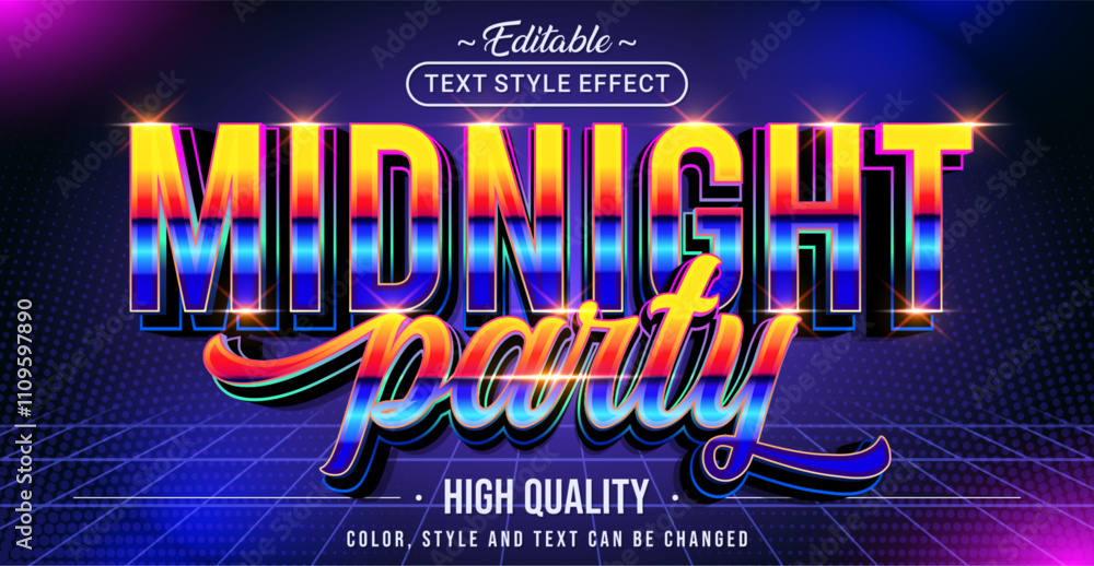 Poster Editable text style effect - Midnight Party text style theme.