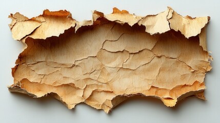 Crumpled and Torn Parchment Paper with Natural Texture and Organic Shape, Ideal for Backgrounds or Creative Design Projects in Arts and Crafts