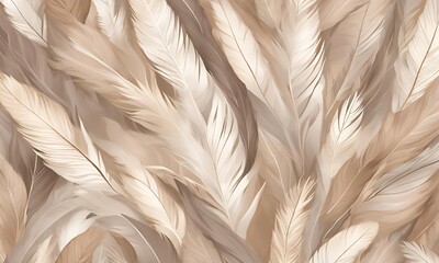 Scattered Feather Patterns in soft neutral tones