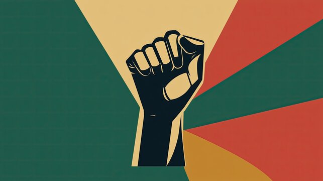 Empowered black fist symbol of strength and unity in retro african design