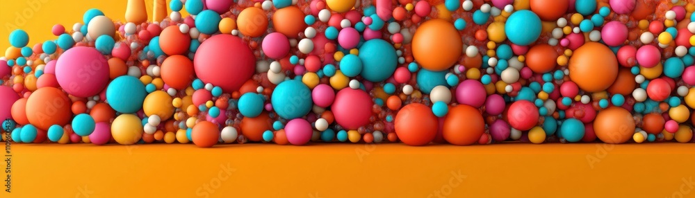 Poster colorful assortment of vibrant spheres in vivid colors creating a playful and dynamic background for