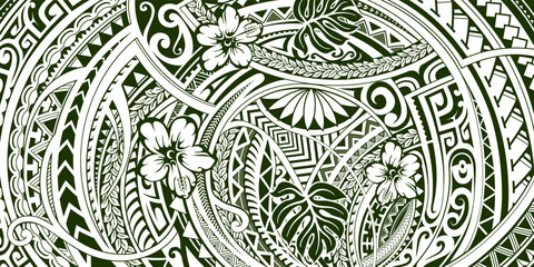 Polynesian style ornament for tribal tattoo design or fabric prints