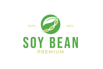 Circle with soybean logo design concept vector template illustration