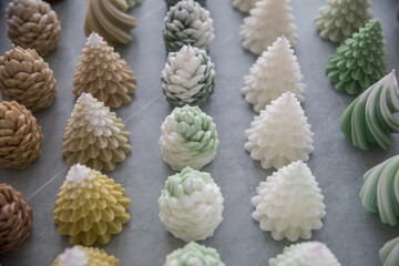 Handmade decorative candles for New Year and Christmas