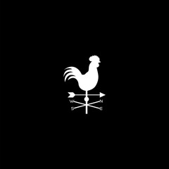 Rooster weather vane icon isolated on black background