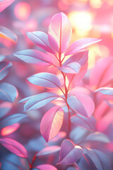 Fototapeta premium Expressive vivid rainbow palm leaves lit by sunbeams.