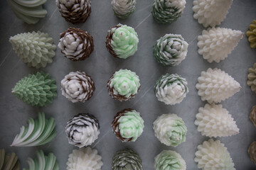 Handmade decorative candles for New Year and Christmas