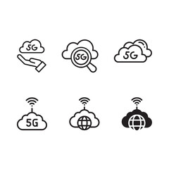 5G Wi-Fi data icon pack vector.