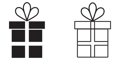 Gift box icons in Trendy Flat style. Gift boxes with ribbon icons Set. Gift box flat line silhouette set.