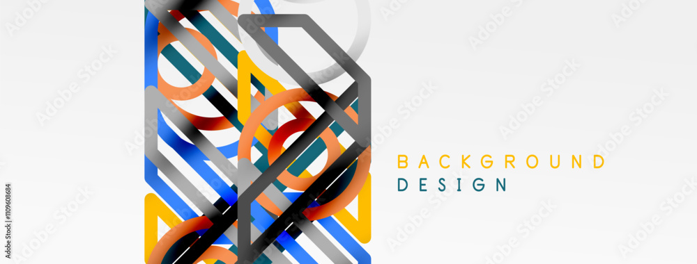 Aufkleber abstract background - colorful circle lines technology or business digital template