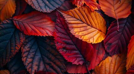 Colorful fall leaf close-ups