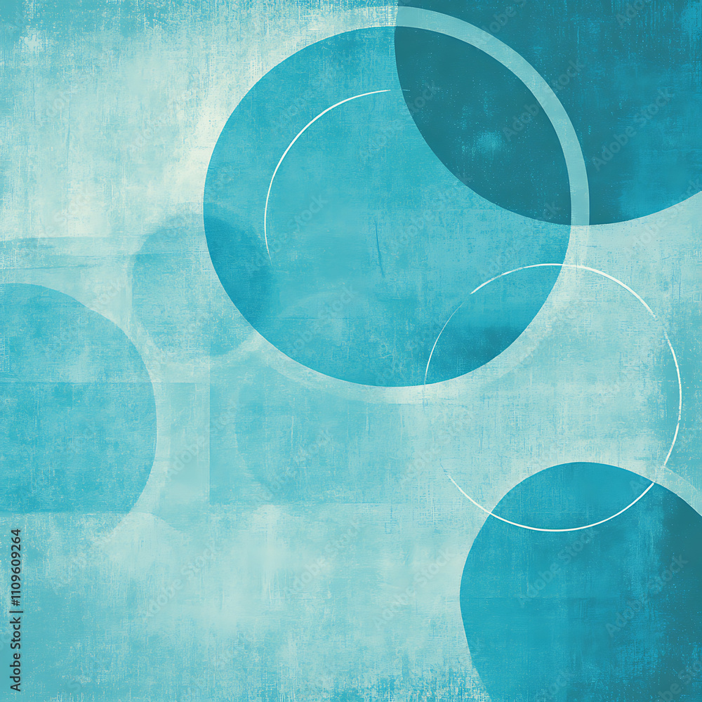 Poster abstract background in blue green color with grunge texture and geometric circle pattern design, pas