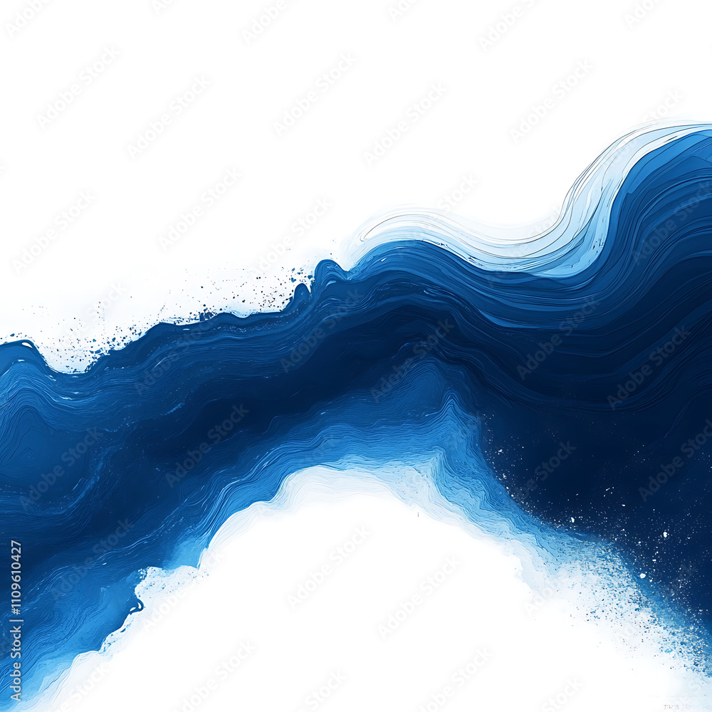 Poster abstract watercolor paint background dark blue gradient color with fluid curve lines texture and whi