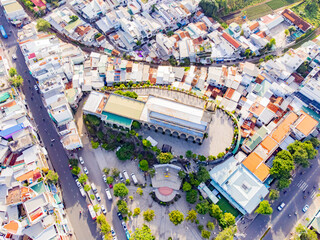 The Catholic Cathedral.

St. Mary's Cathedral, built by the French when there was a French colony here. Shooting from above by a drone in Nha Trang in Vietnam. 