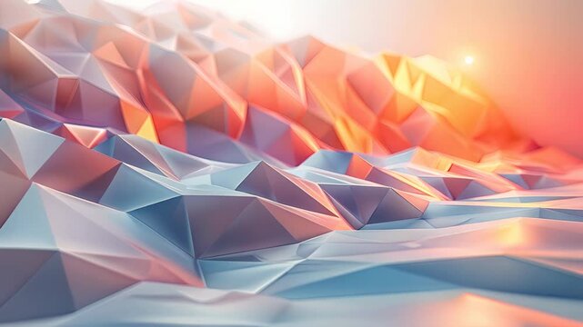 Abstract Geometric Background with Low Poly Design in Blue and Orange Colors