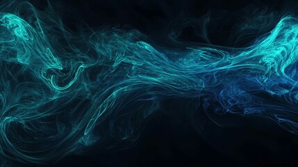 Fototapeta premium Fractal Smoke Light Wave Illustration in Black Blue and Purple Fantasy Pattern Backgrounds