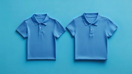 Expertly showcase your design with this versatile blue polo shirt mockup. It displays both the front and back views, providing a comprehensive view of your creation