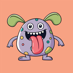 Playful Purple Monster Cartoon Character Fun Illustration Kids Design Happy Creature Colorful Spots