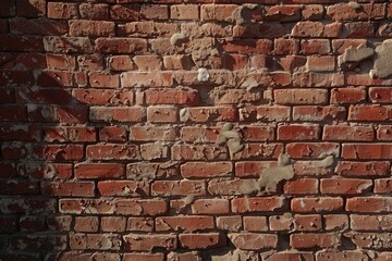 Fototapeta premium Photo of Old cracked red brick wall from industrial area. Background texture for backdrops or mapping