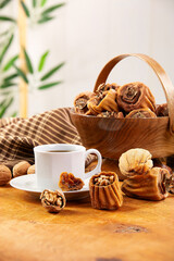 Dried persimmons and coffee