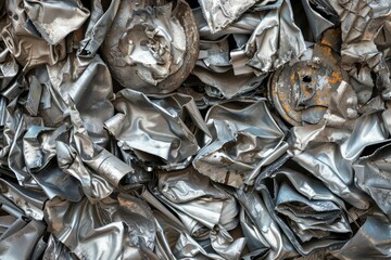 Photo of Pile of cast aluminum scrap. Background texture for backdrops or mapping