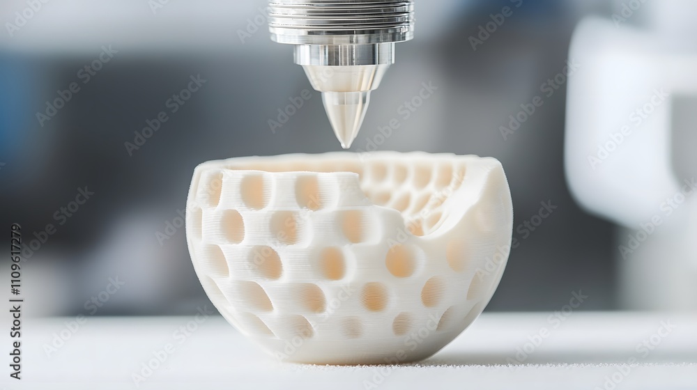 Poster innovative 3d printing process for material science manufacturing laboratory technology showcase cle