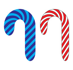 Fototapeta premium Candy Cane Vector Flat Icon Design. Christmas candy cane. Christmas stick. Traditional xmas candy with red, brown and white stripes. Santa caramel cane with striped pattern. Vector illustration