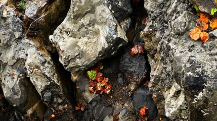 Macro Wildlife Insect on Green Stone Wall by the Sea with Water and Beach Texture