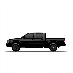 Pickup Silhouette, Black And White Illustration Isolated On White Background