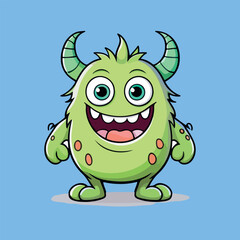 Fototapeta premium Happy Green Monster Cartoon Character Illustration