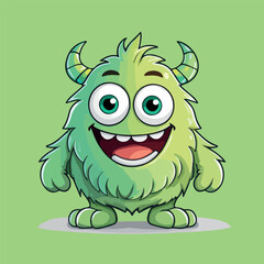 Fototapeta premium Happy Green Monster Cartoon Character Illustration