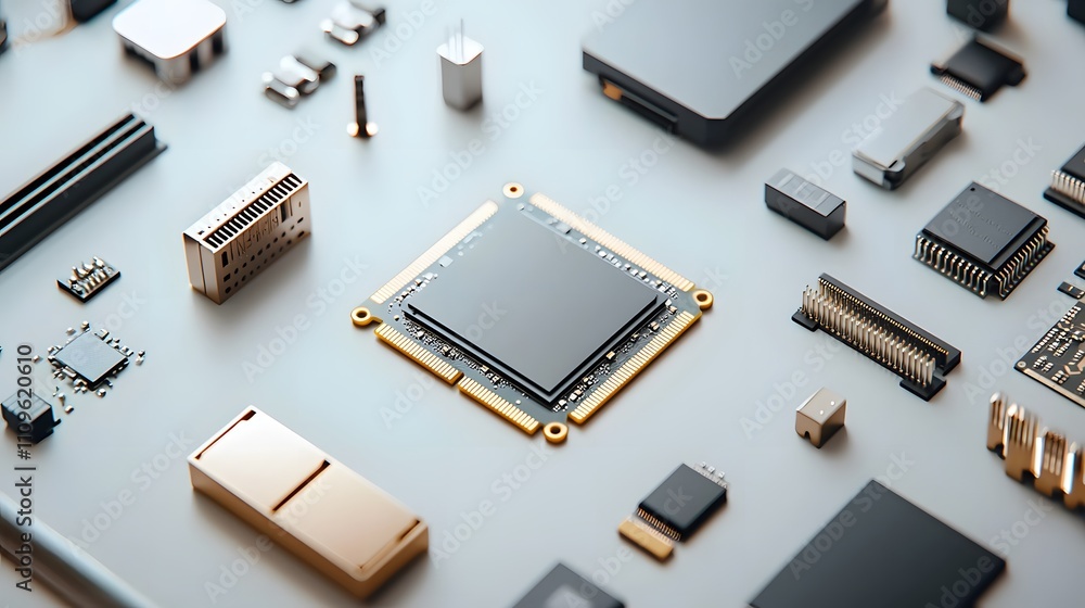 Fototapete Futuristic gpu development technology lab close-up view high-tech environment innovation concept