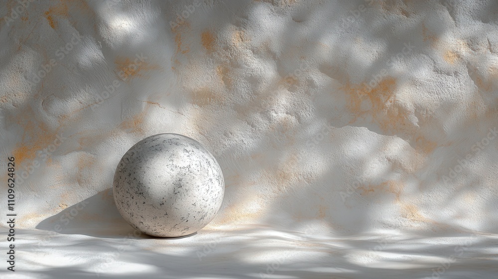 Aufkleber abstract stone sphere against textured wall with soft shadows and natural light, creating a serene a