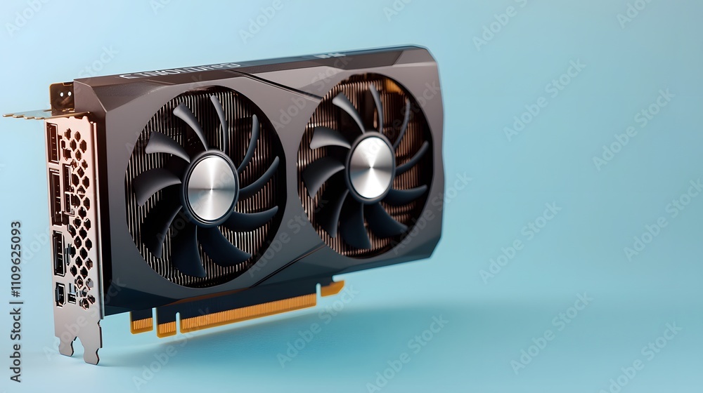 Aufkleber powerful graphics card with rgb lighting studio setup product photography minimalist background clos
