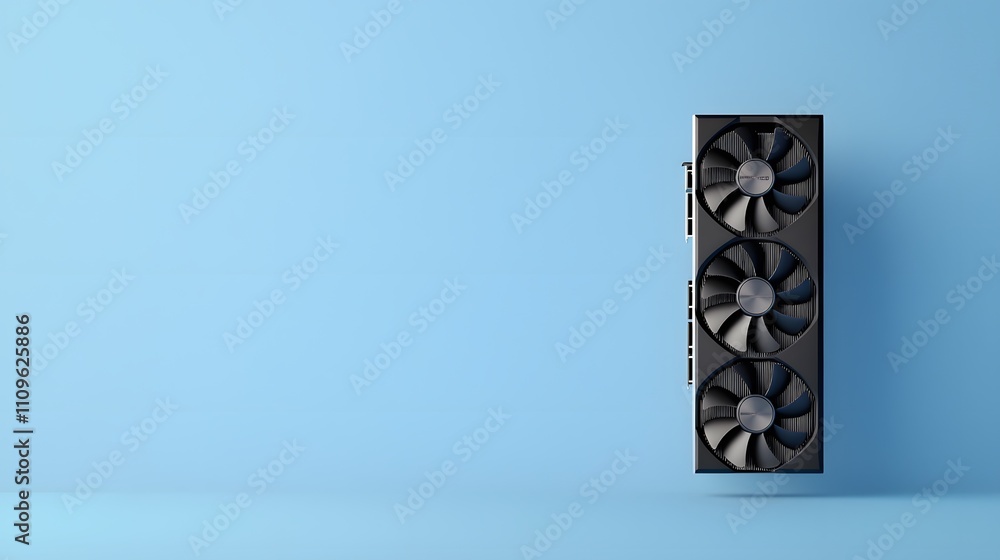 Poster high-performance graphics card showcase modern aesthetic design gaming setup minimalist environment 
