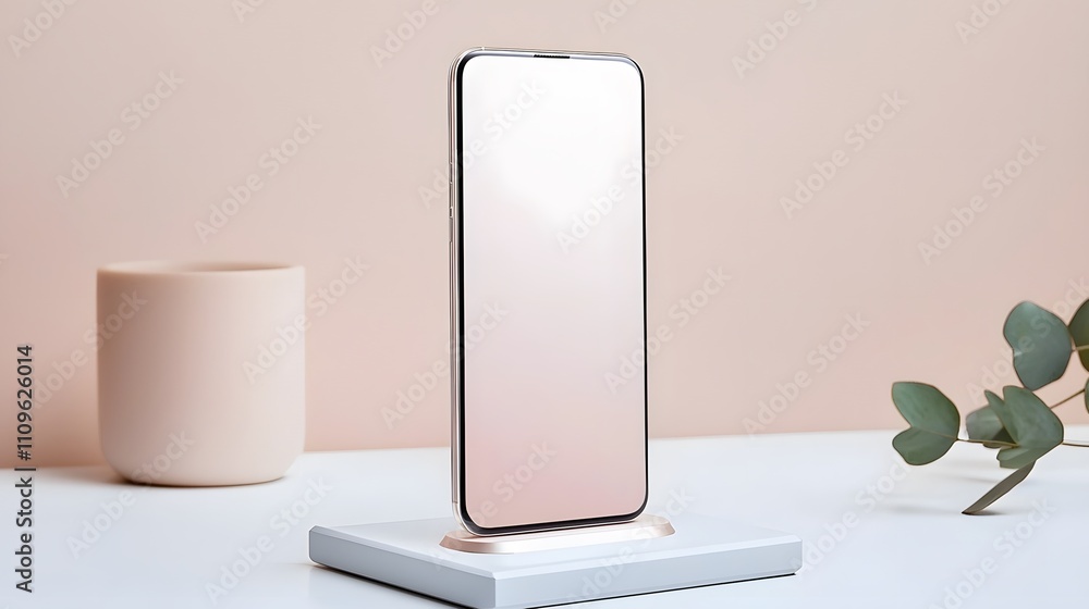 Poster vertical smartphone display minimalistic setting digital device showcase modern home professional pe