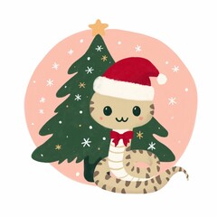 Cute new year postcard. pencil draw