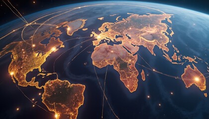 Elegant visualization of Earth's interconnected development highlighting global communication networks
