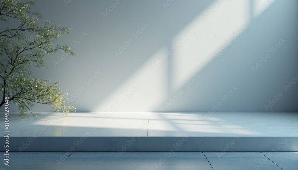 Fototapete Minimalistic modern abstract background with natural elements and soft light in a serene space