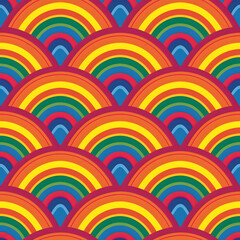 Fototapeta premium Rainbow Arcs Seamless Pattern