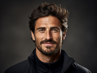 Obraz premium A joyful male football trainer or soccer player posing for a portrait