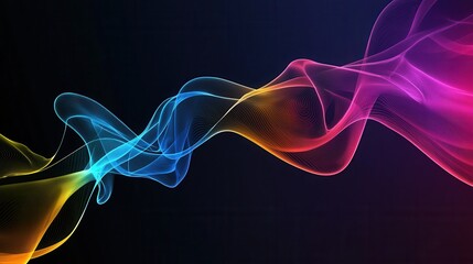 Colorful Smoke Wave Design Patterns in Black and Blue with Swirling Effects