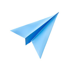 Blue paper plane isolated on white background