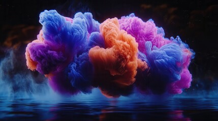 Fototapeta premium Vibrant Blue Sky and Clouds with Smoky Texture Over Calm Sea Background